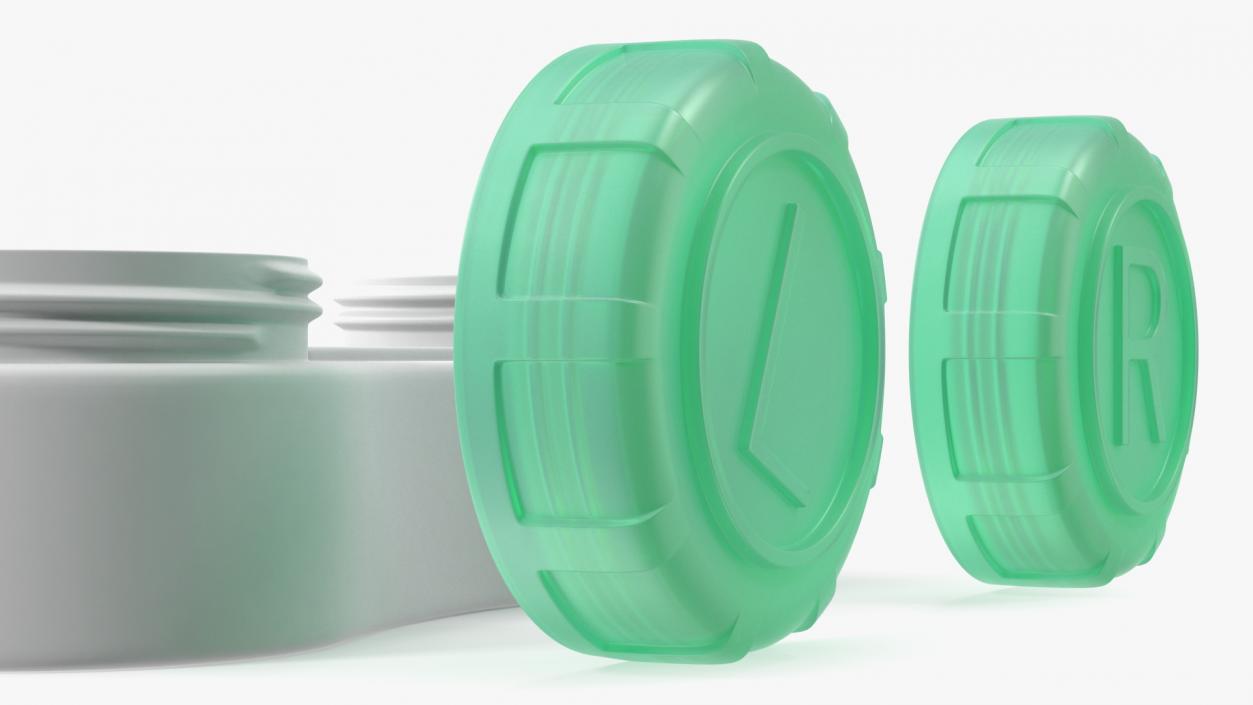 Electronic Contact Lens Case Green Caps 3D model