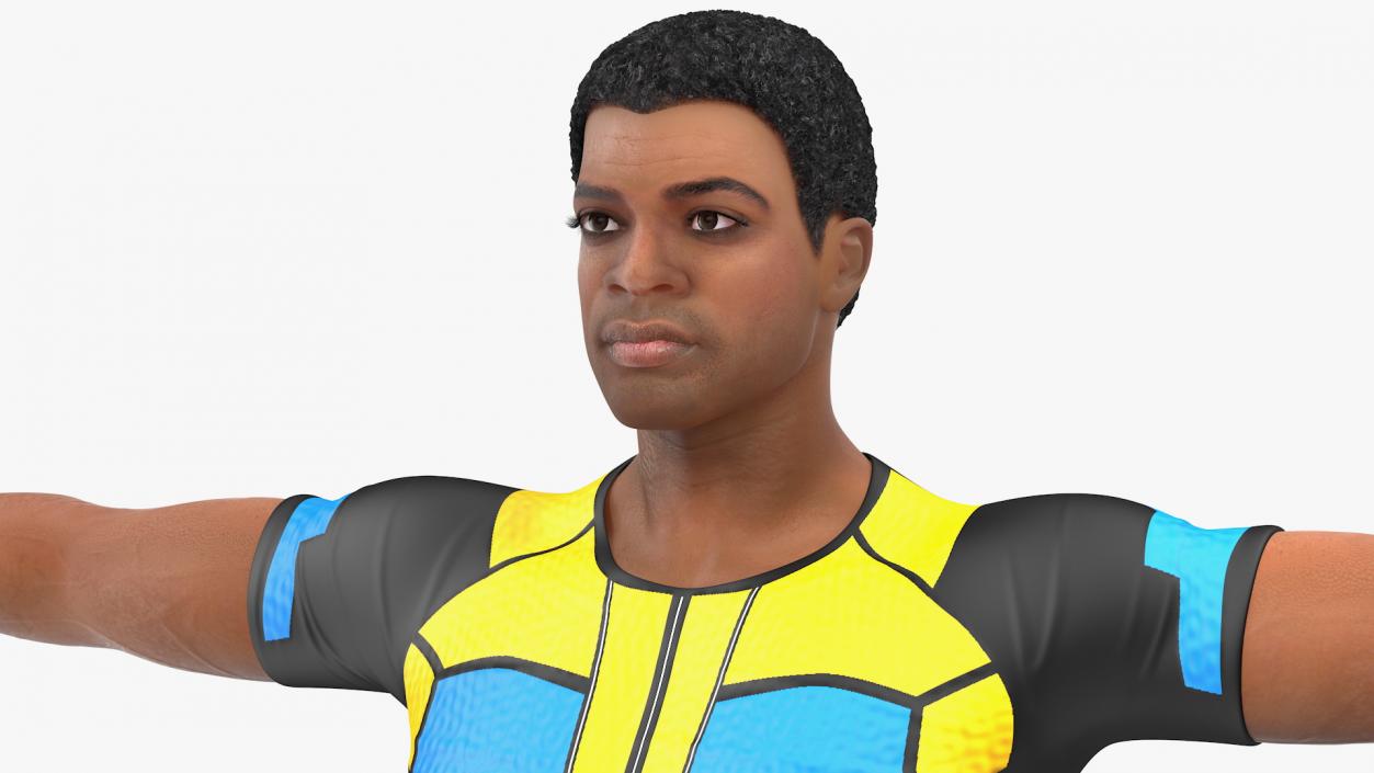 3D Light Skin Black Sportsmen T Pose model