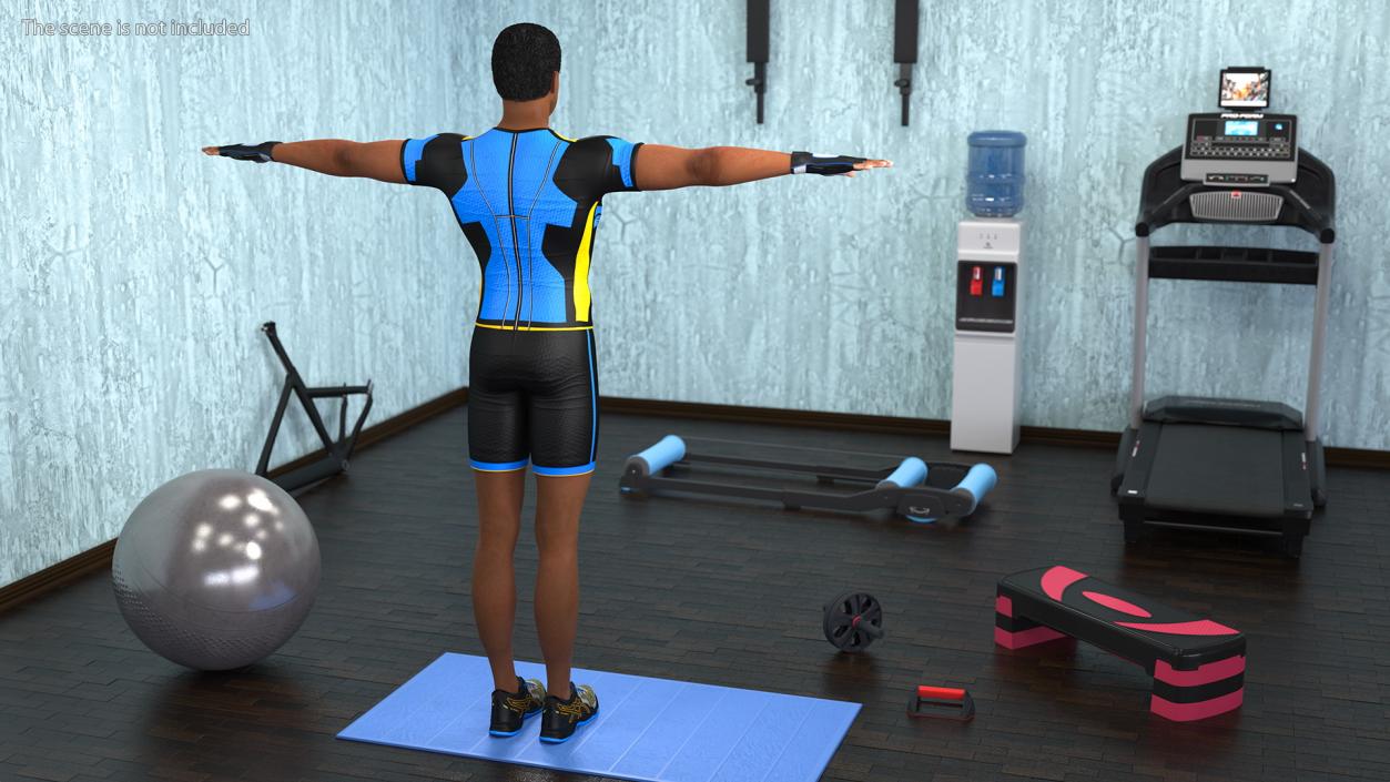 3D Light Skin Black Sportsmen T Pose model