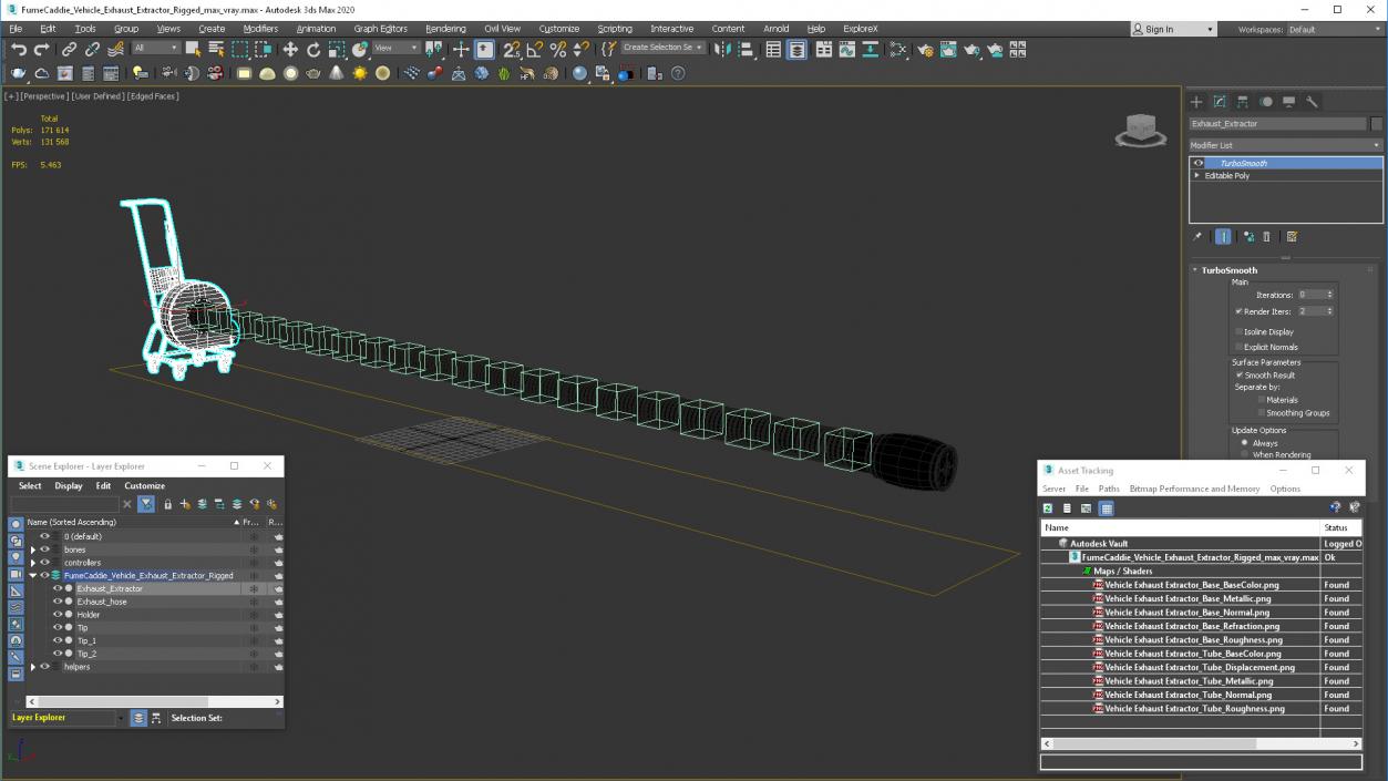 3D FumeCaddie Vehicle Exhaust Extractor Rigged model