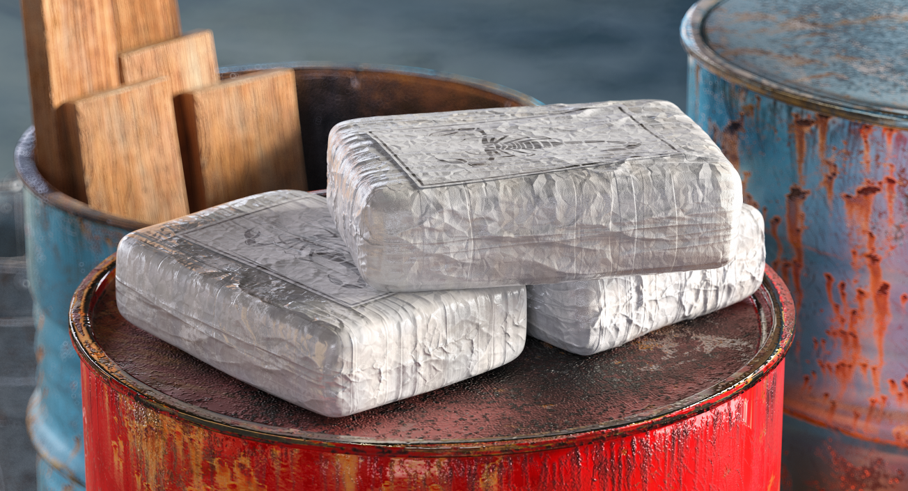 3D Various Cocaine Packages 3D Models Set model