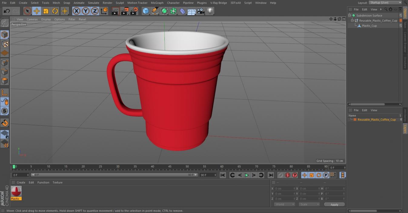 Reusable Plastic Coffee Cup 3D