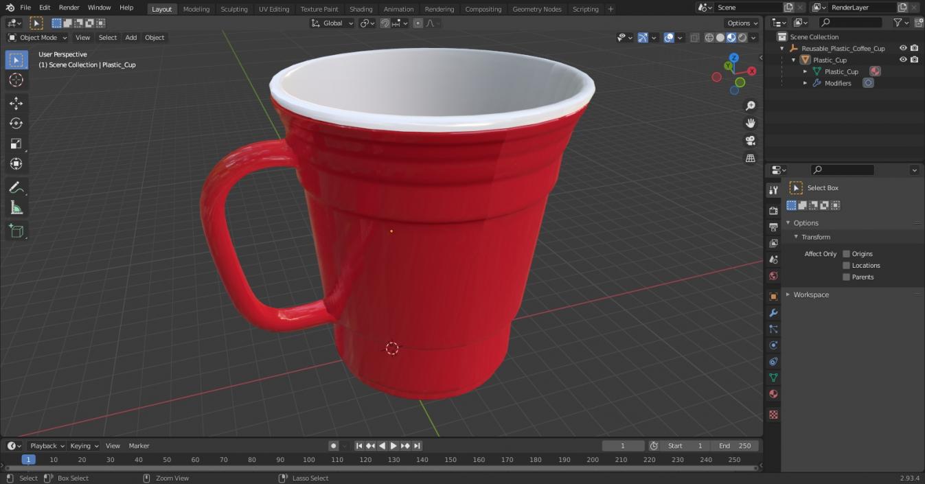 Reusable Plastic Coffee Cup 3D