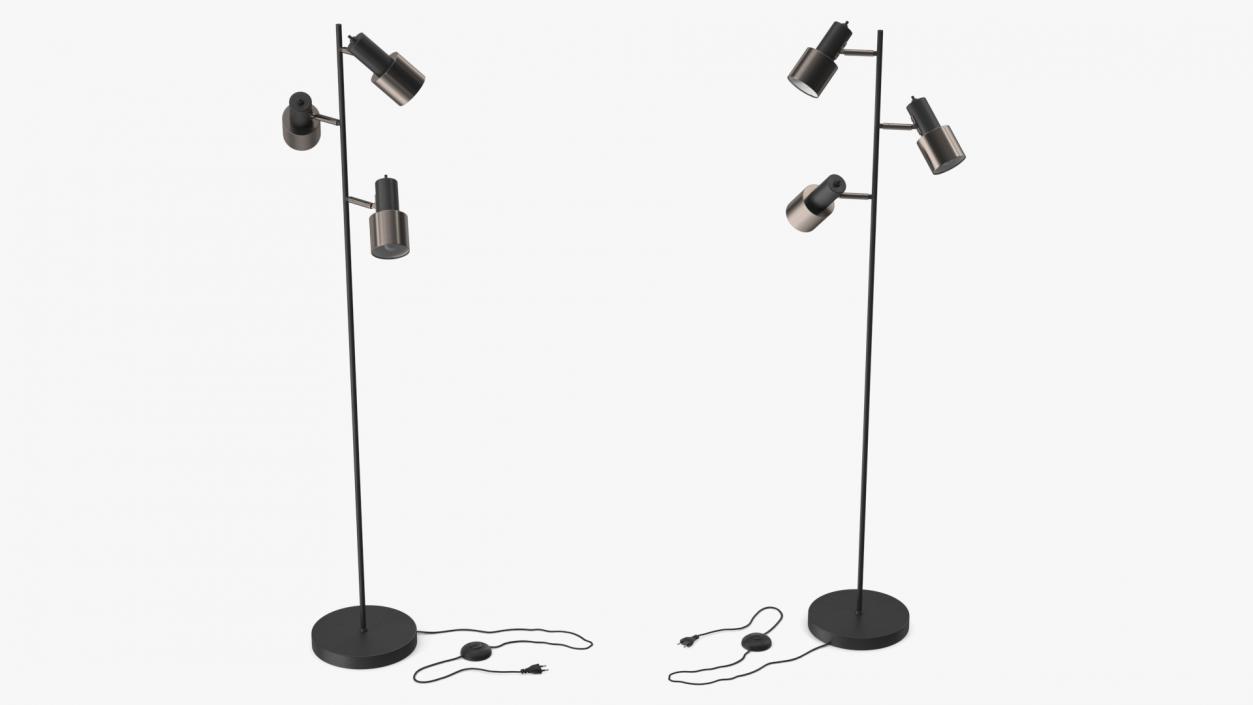 Two Shades Floor Lamp Black 3D