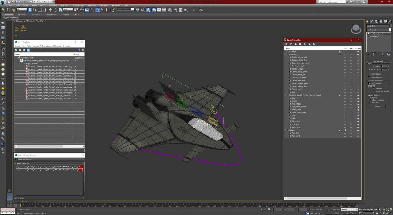 3D Futuristic Stealth Fighter Aircraft Rigged for Cinema 4D 2 model