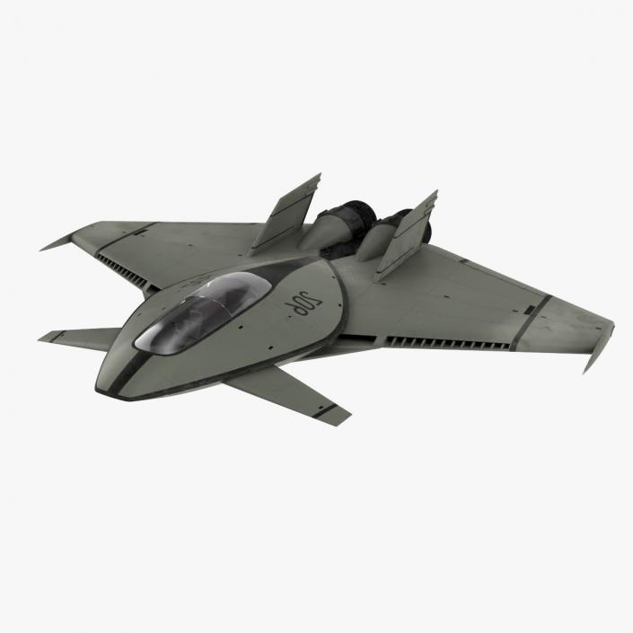 3D Futuristic Stealth Fighter Aircraft Rigged for Cinema 4D 2 model