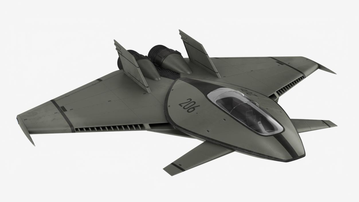 3D Futuristic Stealth Fighter Aircraft Rigged for Cinema 4D 2 model