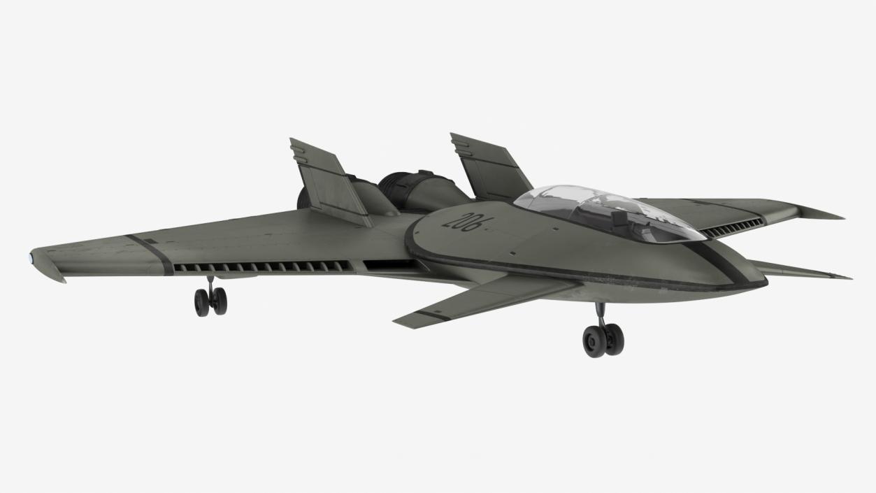 3D Futuristic Stealth Fighter Aircraft Rigged for Cinema 4D 2 model