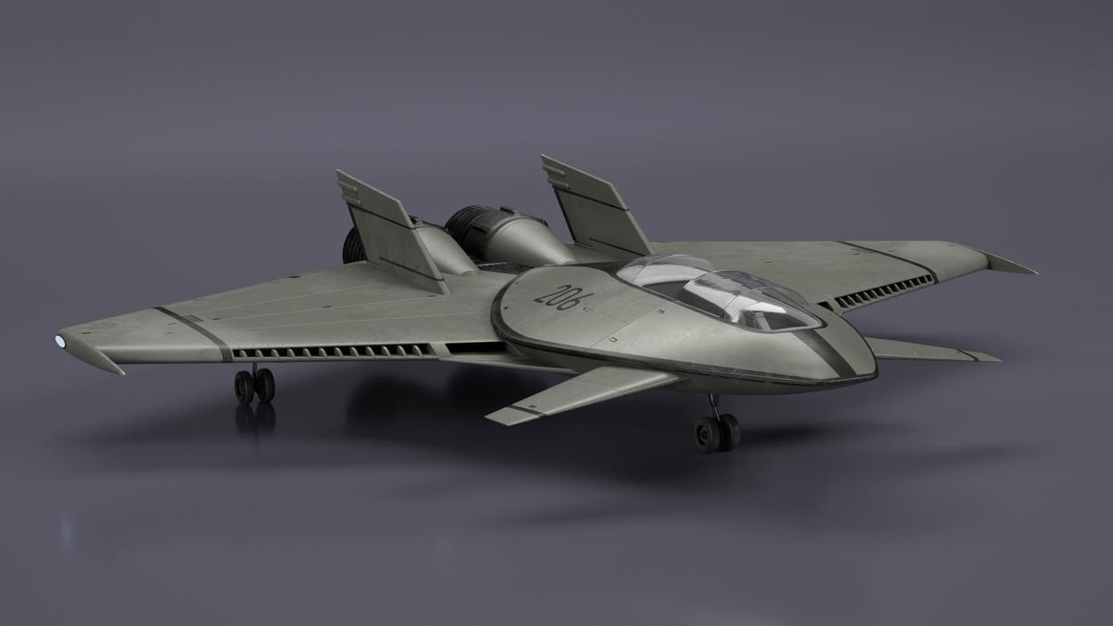 3D Futuristic Stealth Fighter Aircraft Rigged for Cinema 4D 2 model