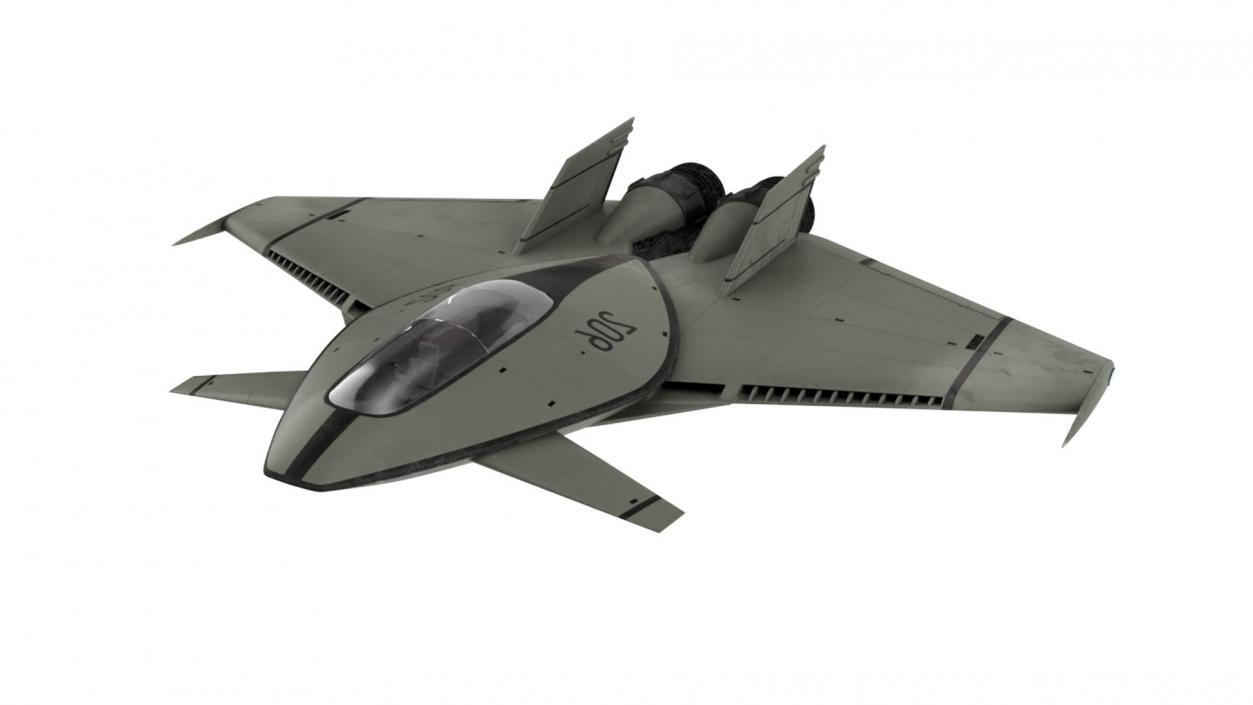 3D Futuristic Stealth Fighter Aircraft Rigged for Cinema 4D 2 model