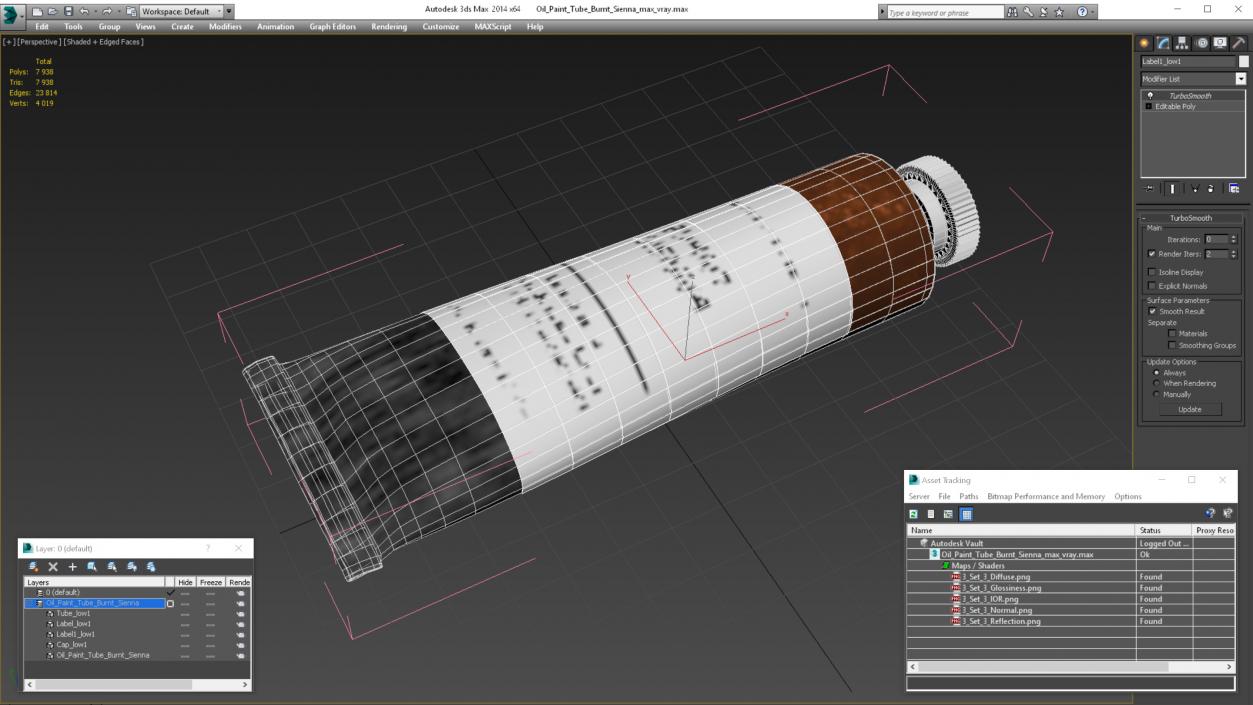 Oil Paint Tube Burnt Sienna 3D