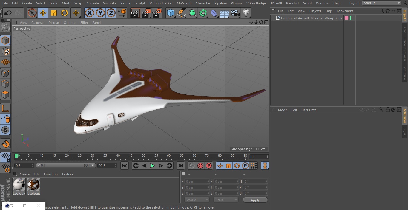 Ecological Aircraft Blended-Wing Body 3D