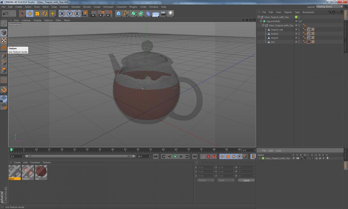 3D Glass Teapot with Tea