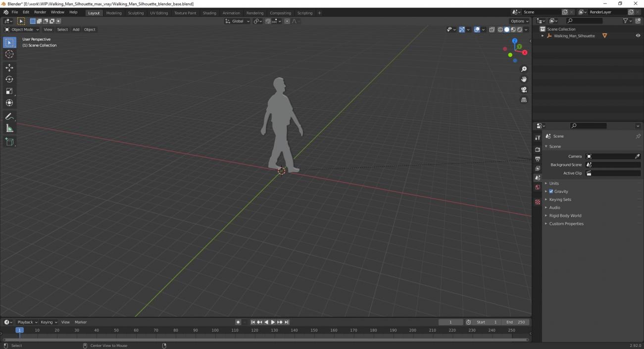 Walking Man Silhouette 3D