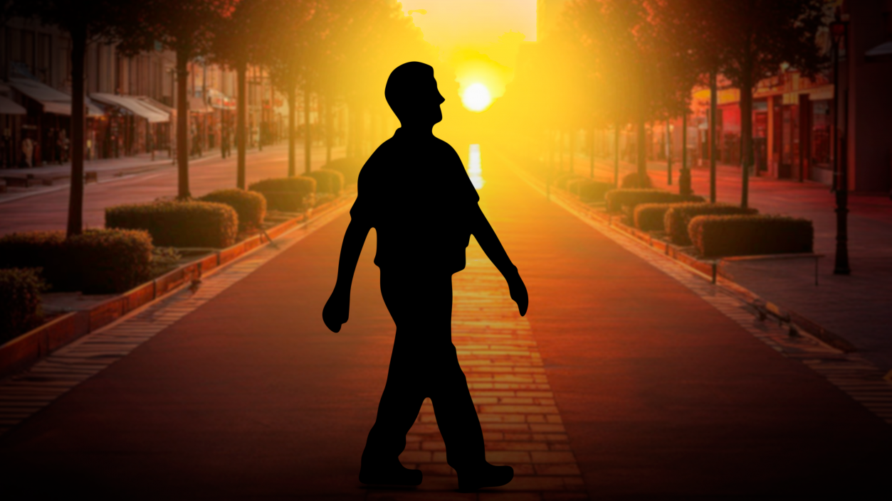 Walking Man Silhouette 3D