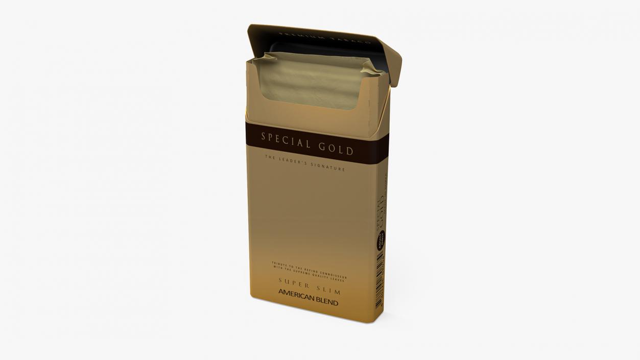 Pack of Cigarettes Super Slim Gold Empty 2 3D