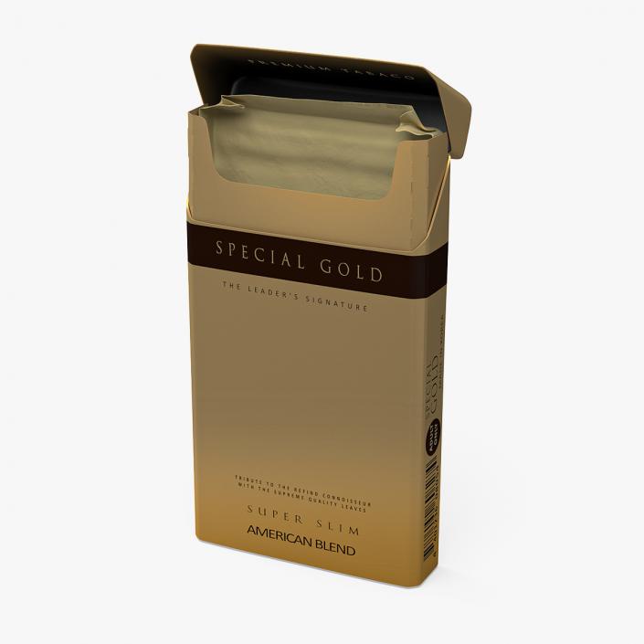 Pack of Cigarettes Super Slim Gold Empty 2 3D