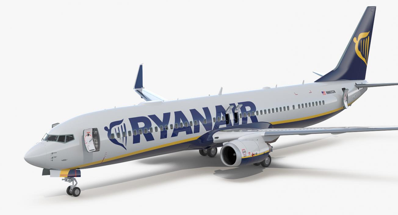 3D model Boeing 737-900 with Interior and Cockpit Ryanair Rigged