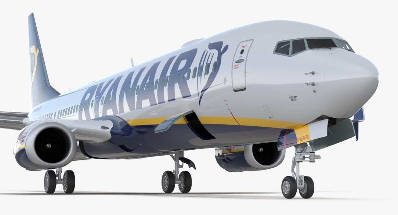 3D model Boeing 737-900 with Interior and Cockpit Ryanair Rigged