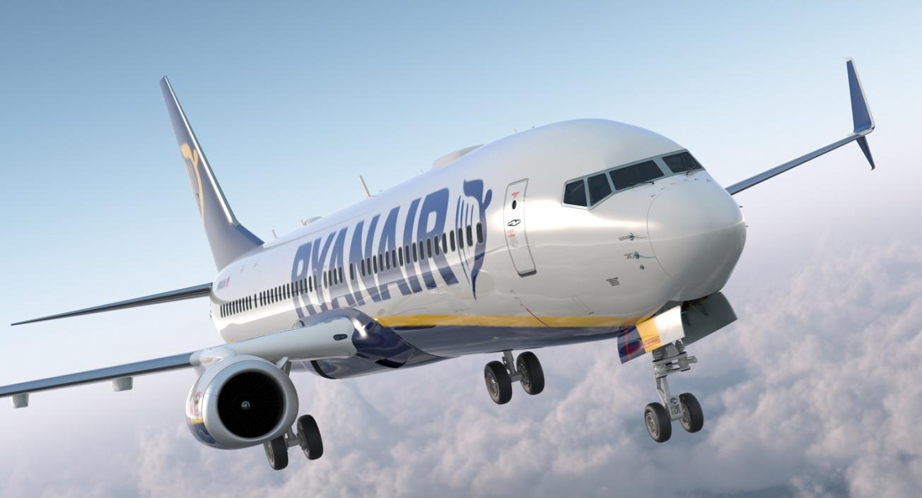 3D model Boeing 737-900 with Interior and Cockpit Ryanair Rigged