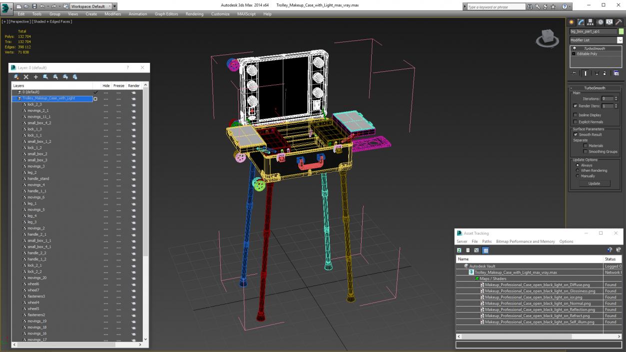 3D model Trolley Makeup Case with Light