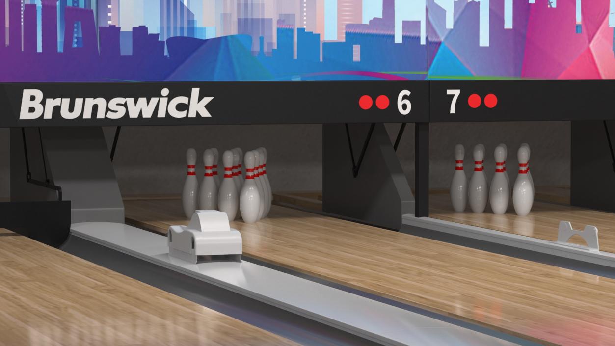 3D Bowling Center Interior with Furniture model