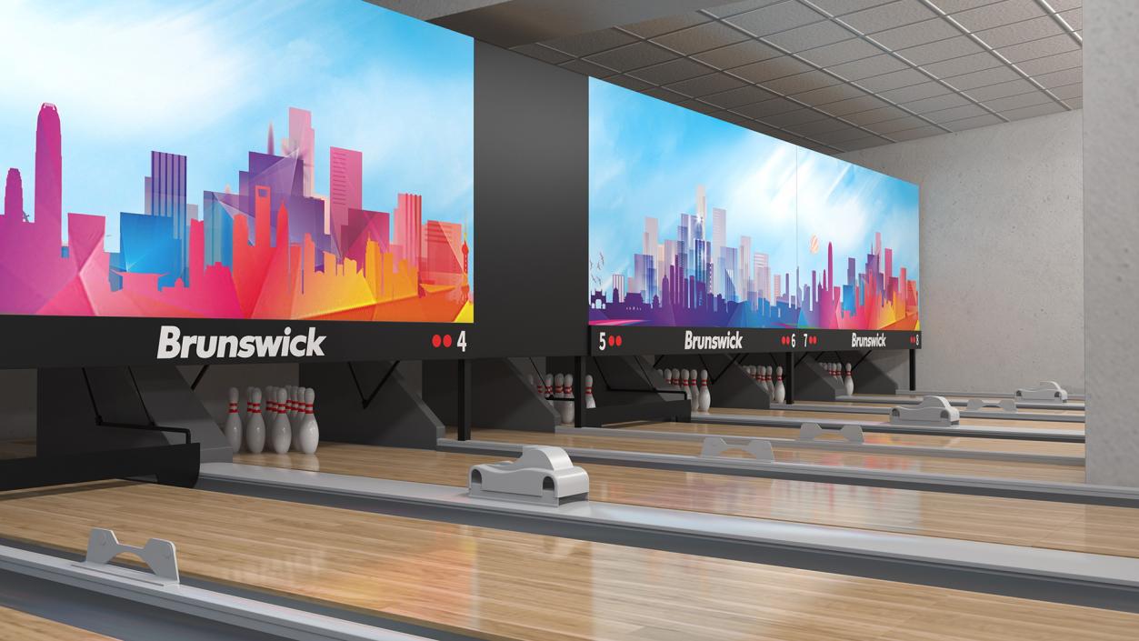 3D Bowling Center Interior with Furniture model