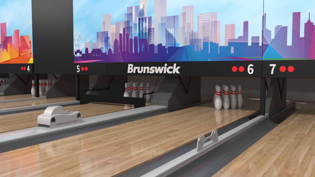 3D Bowling Center Interior with Furniture model