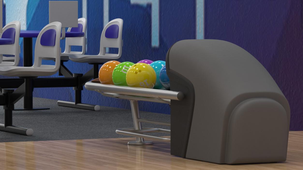 3D Bowling Center Interior with Furniture model