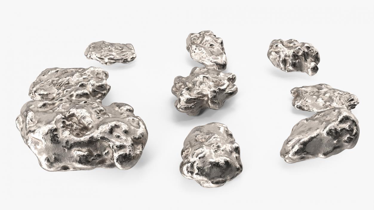 3D Metallic Minerals Silver Set model