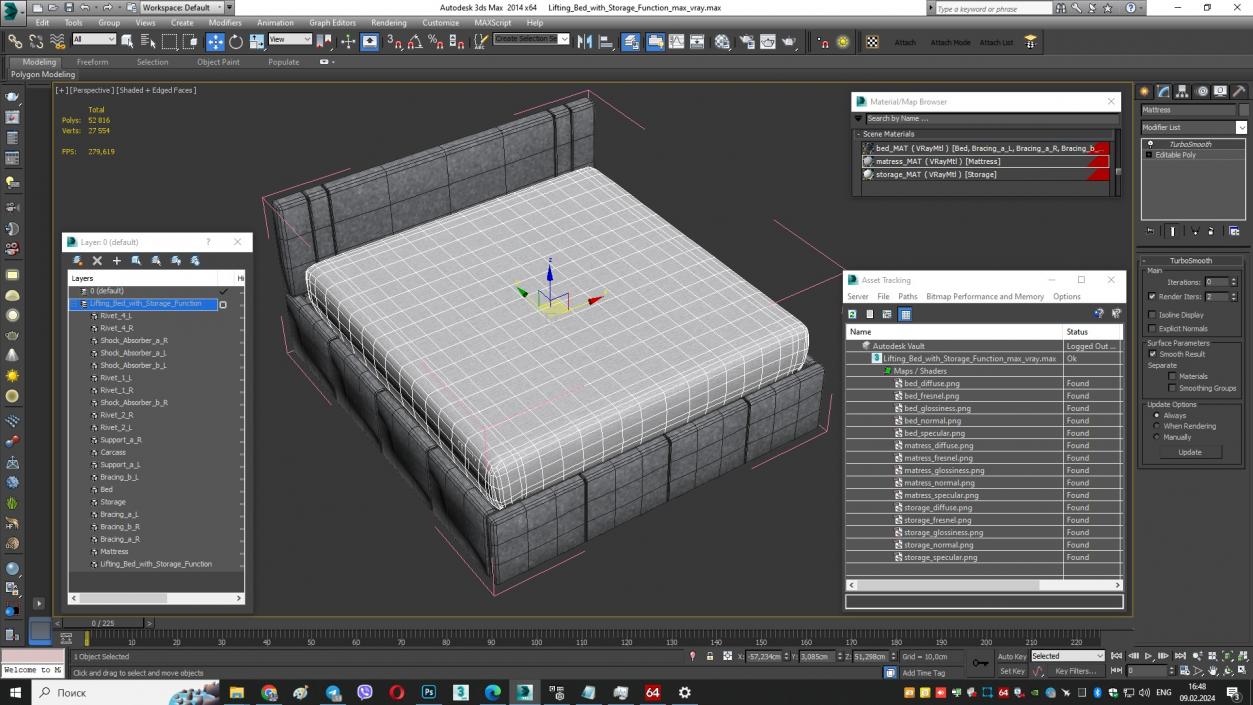 3D Lifting Bed with Storage Function model