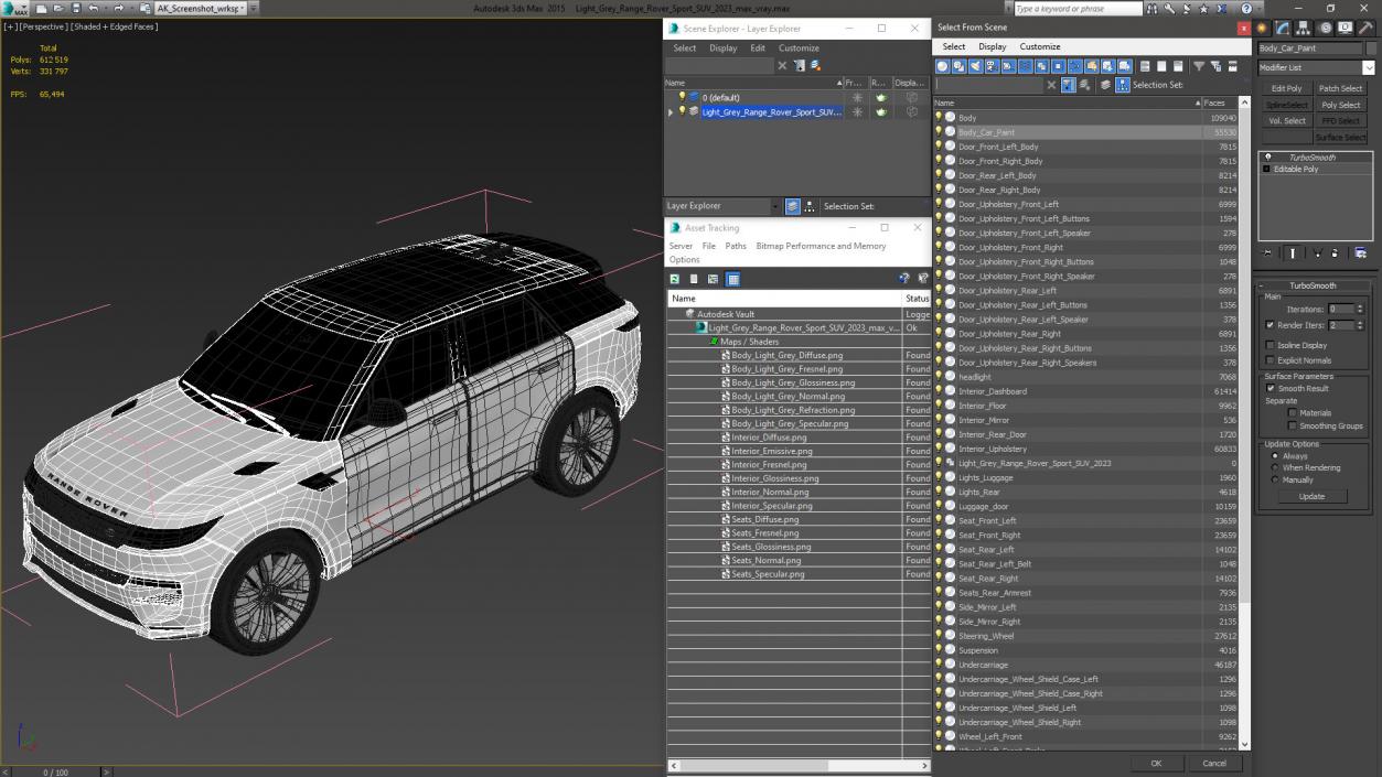 Light Grey Range Rover Sport SUV 2023 3D