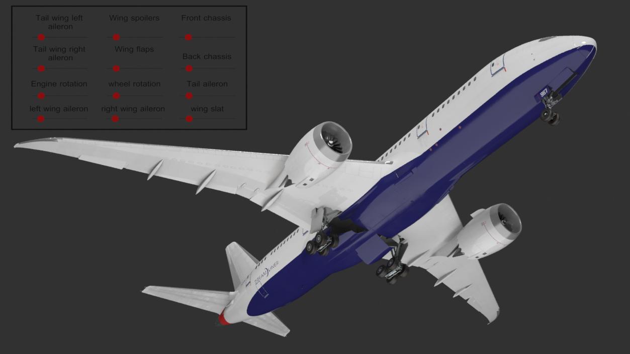 3D Commercial Jet Airliner Boeing 787-8 Rigged model