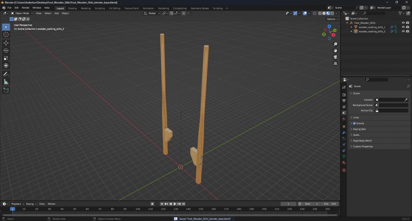 3D Foot Wooden Stilts model