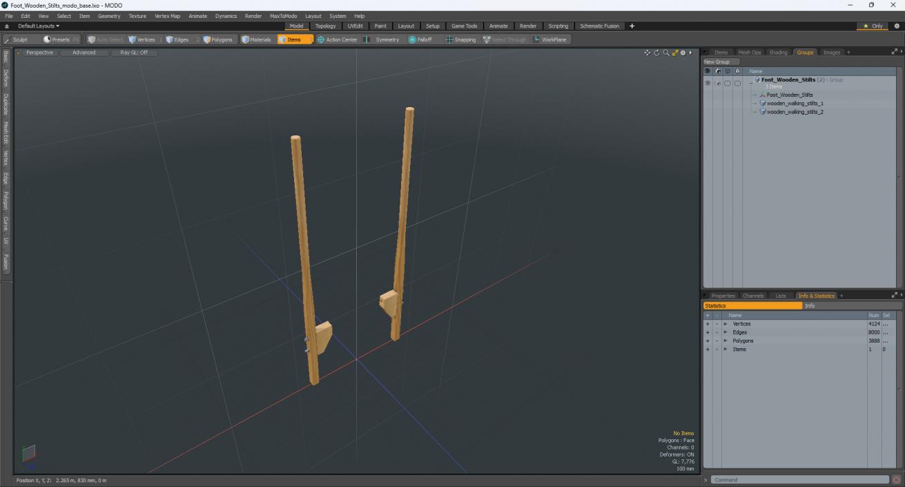 3D Foot Wooden Stilts model