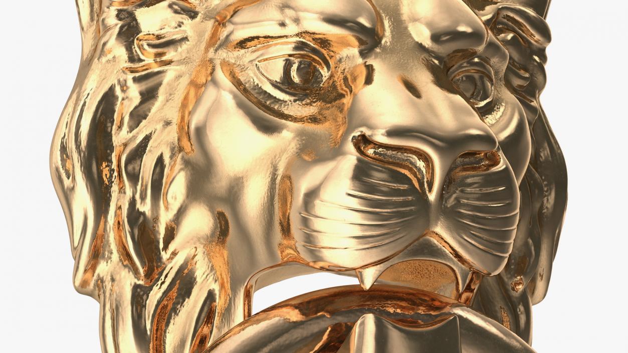 Lion Head Door Knocker Gold 3D