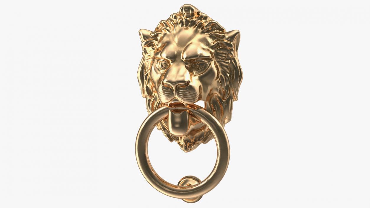 Lion Head Door Knocker Gold 3D