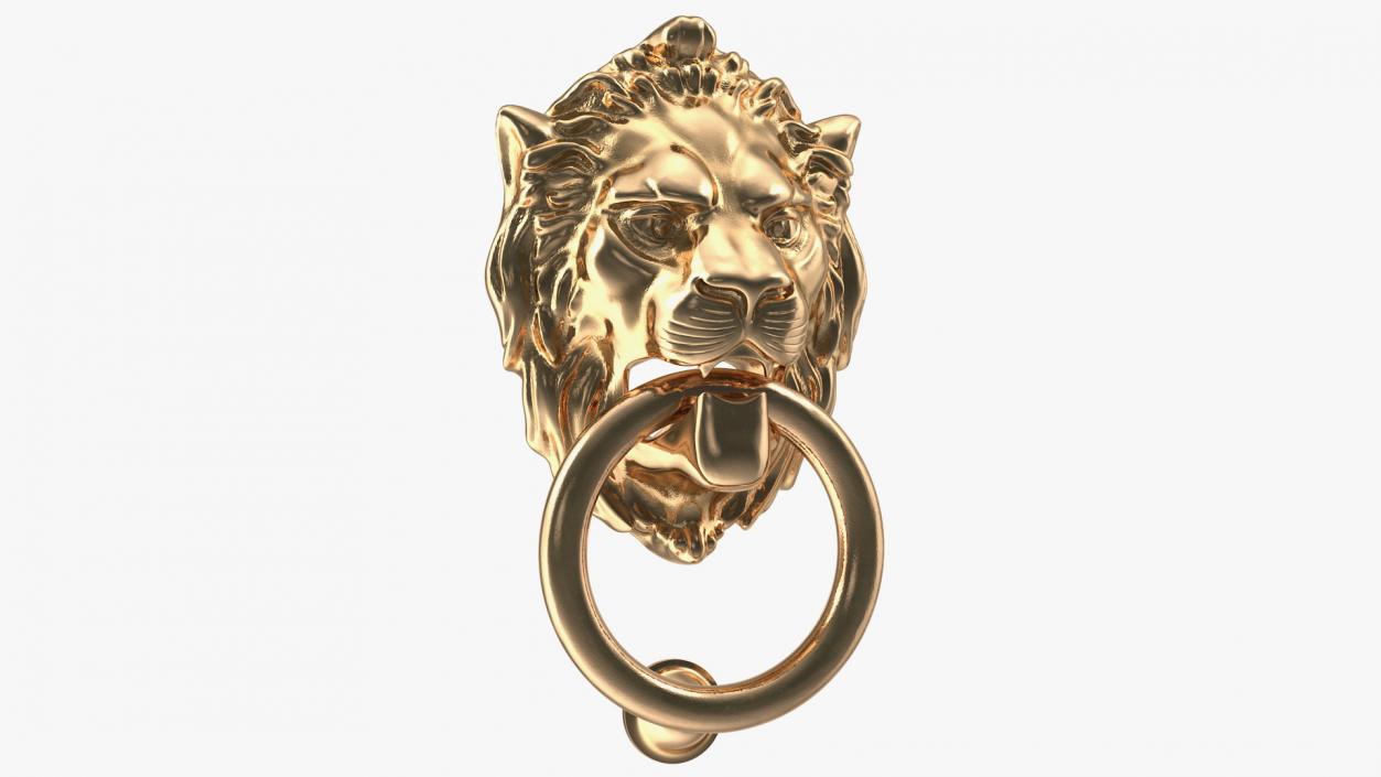 Lion Head Door Knocker Gold 3D