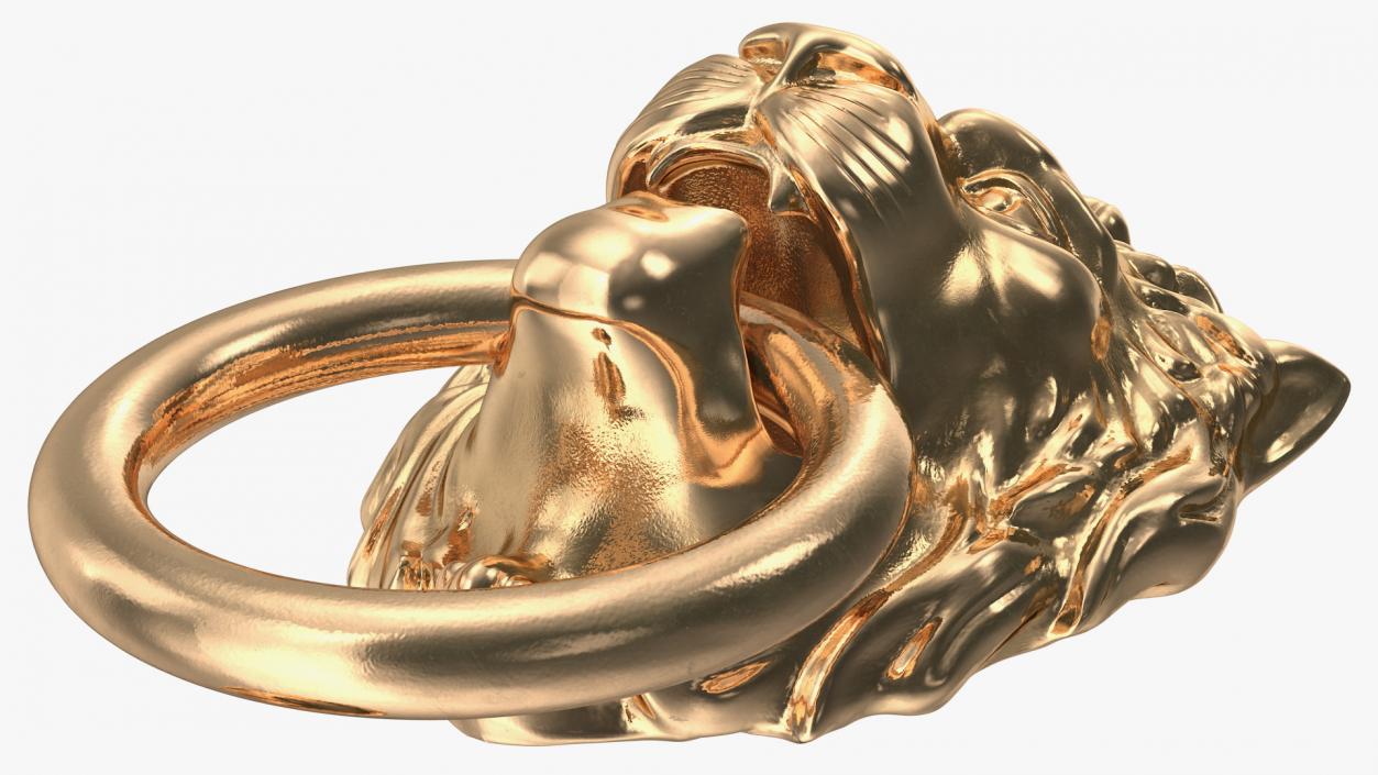 Lion Head Door Knocker Gold 3D