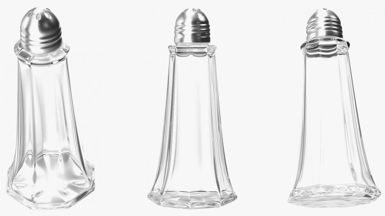 Tall Glass Body Salt and Pepper Shaker Empty 3D model