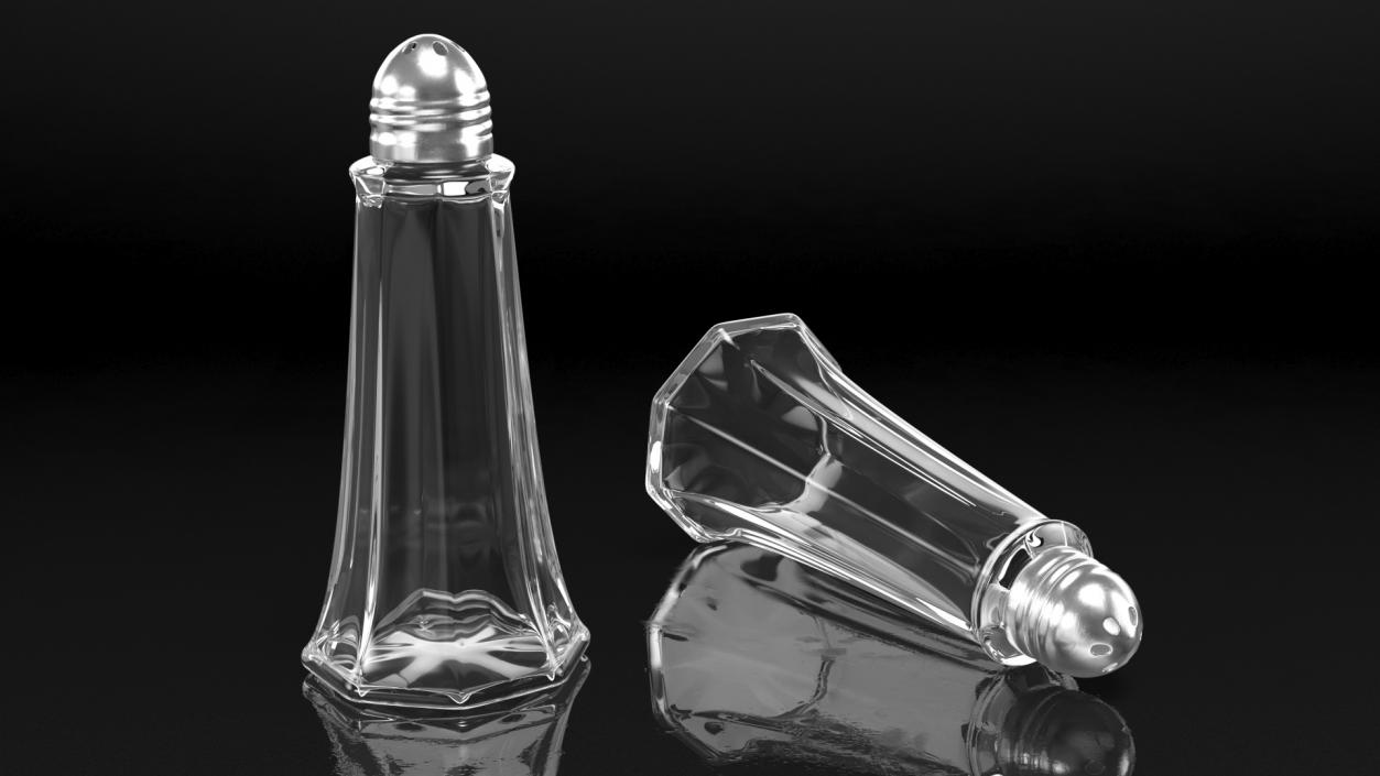 Tall Glass Body Salt and Pepper Shaker Empty 3D model