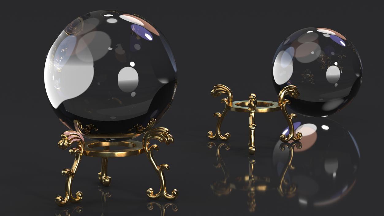 3D Clear Crystal Ball with Golden Stand