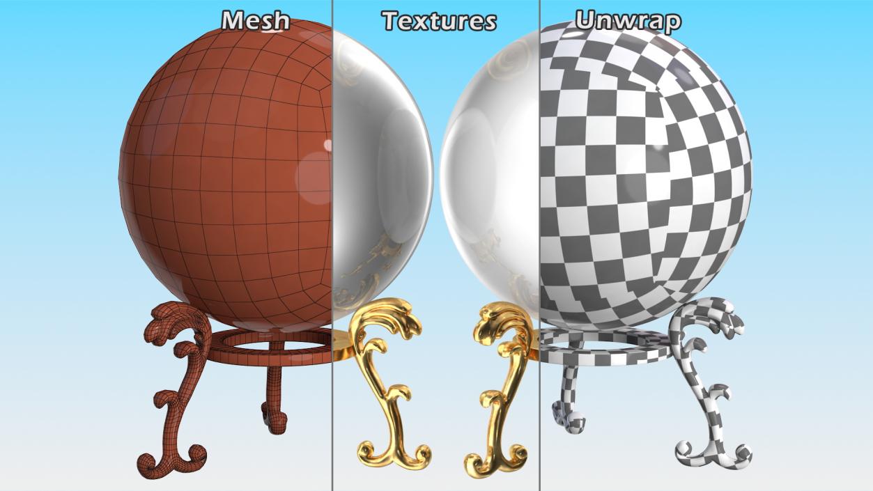 3D Clear Crystal Ball with Golden Stand