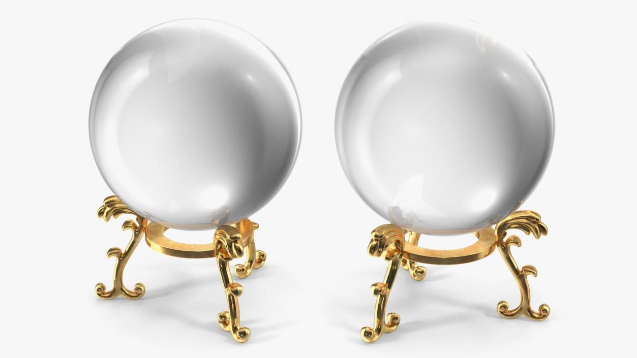 3D Clear Crystal Ball with Golden Stand