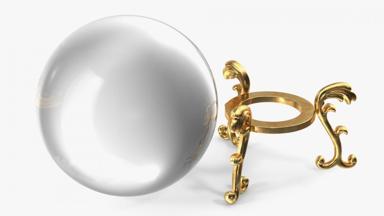 3D Clear Crystal Ball with Golden Stand