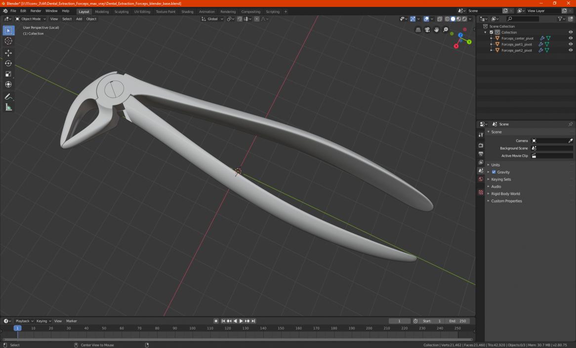 3D model Dental Extraction Forceps