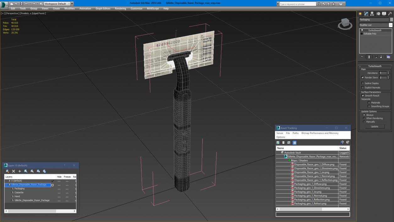 3D Gillette Disposable Razor Package model