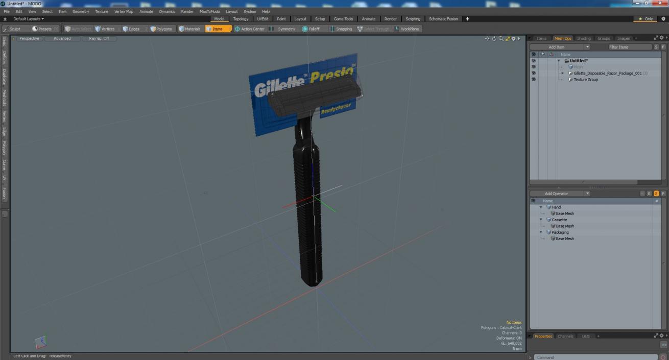 3D Gillette Disposable Razor Package model