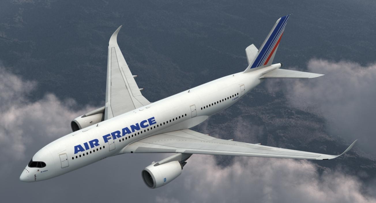 3D Airbus A350-800 Air France Rigged model