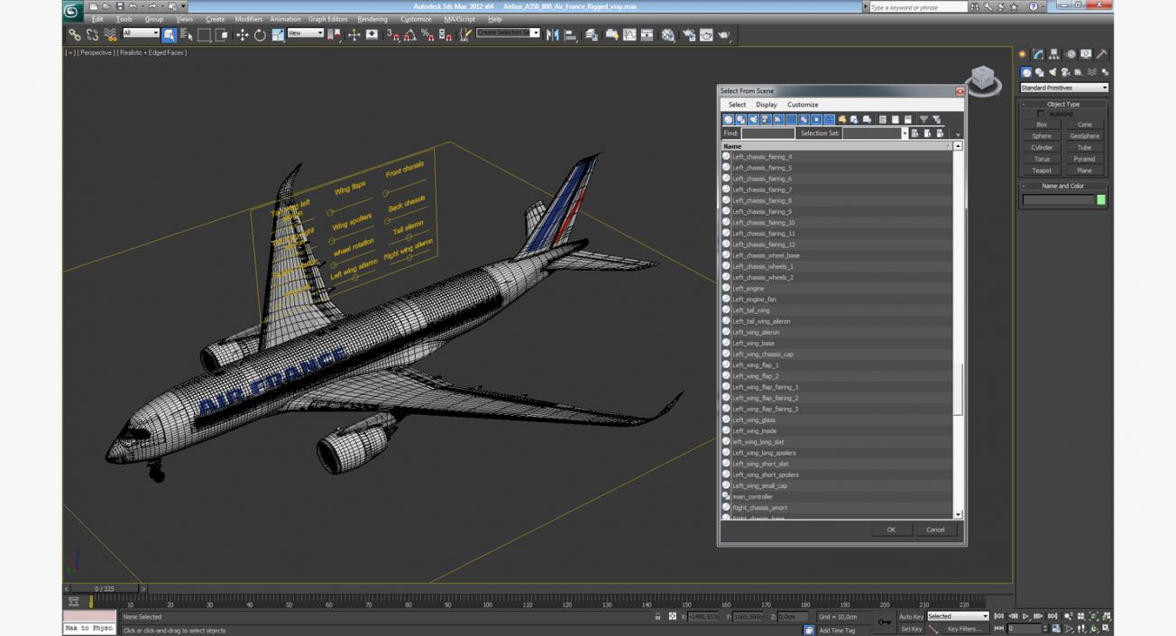 3D Airbus A350-800 Air France Rigged model